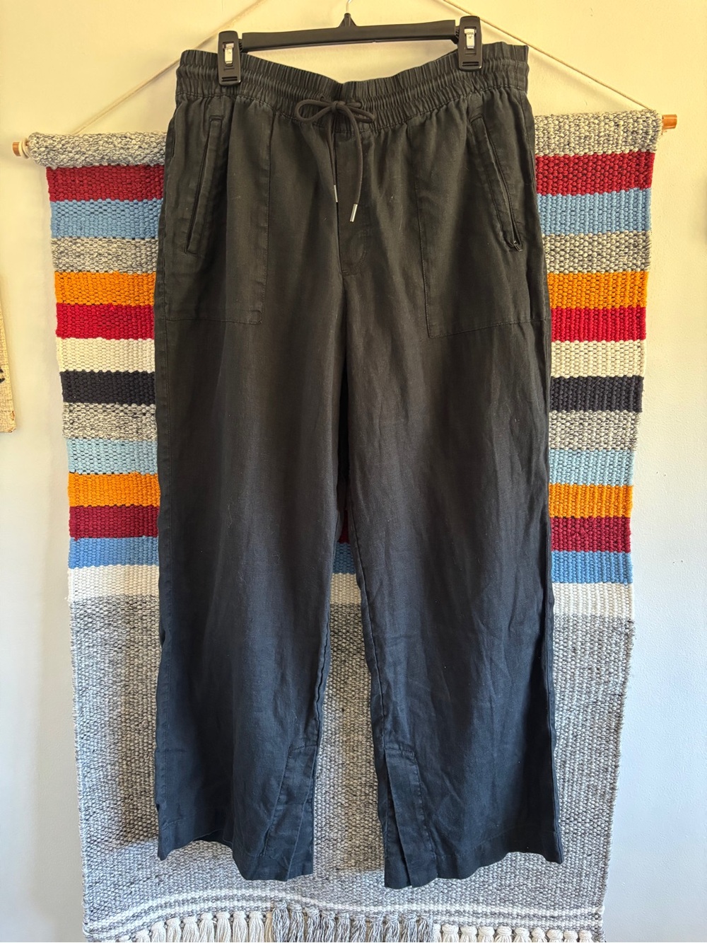 Athleta Black Drawstring Linen Pants